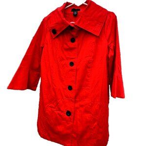 Y2K Attention Jacket Women's L Red Mock Neck Bell Sleeves Pleated Back NWT